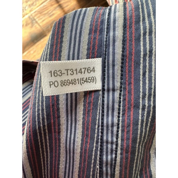 TOMMY BAHAMA MENS SHIRT XL RED CREAM BLUE STRIPED SILK/COTTON LONG SLEEVE - Picture 7 of 8